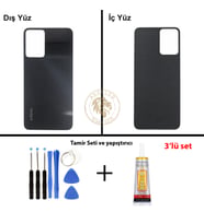 Infinix Note 12İ Siyah Uyumlu Arka Kapak + Yapıştırıcı ve Vida Seti Arka Cam Batarya Pil Kapağı