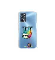 Oppo A16 ile Uyumlu Splash Tembel Hayvan Tasarımlı Şeffaf Silikon Kılıf