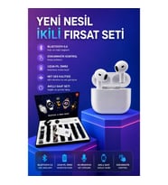3. Nesil TWS Bluetooth Kulaklık ve AMOLED Ekranlı Akıllı Saat – Plastik Hasır Kordon