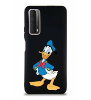 Huawei P Smart 2021 Soft Premier Kapak Donald Duck-C Tasarımlı Silikon Kılıf - Siyah (Şeffaf)