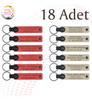 N Çiçeği & S Kahve, 18’li Set, Kişisel Mesajlı Deri Anahtarlık, Fen Öğretmeninden Sınıfına Hatıra