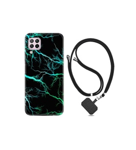 Huawei P40 Lite Kılıf Silikon Desen Boyun Askılı Green Thunder 1693