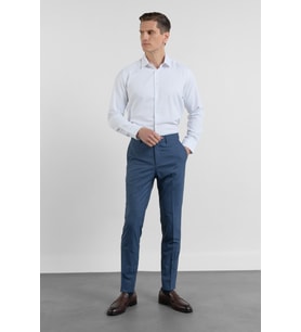 Lacivert-Lacivert Yan Cep Kazayağı Desen Slim Fit Esnek Classic Pantolon 1003255174