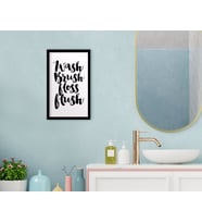 BK Home Wash Brush Floss Flush Dekoratif Ahşap Siyah Çerçeveli Tablo-1