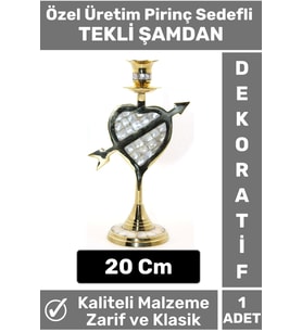 Özel Seri Yüksek Kaliteli Dekoratif Şık Tasarım Hediyelik Biblo Mumluk Pirinç Sedefli TEKLİ ŞAMDAN