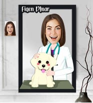 Kişiye Özel 3D  Ahşap Tablo Veteriner Kadın 30x40 -1