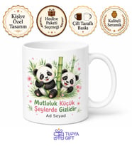 Sevimli Panda Desenli Eğlenceli ve Renkli Seramik Kupa Bardak Hediye