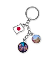 Japonya Üçlü Epoksi Metal Çift Taraflı Damla Anahtarlık Japan (Çok Renkli)