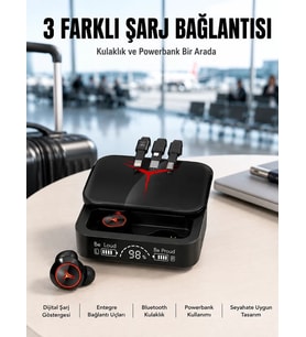 Tws Powerbank Kutulu Dijital Göstergeli Bluetooth Kulaklık Kablosuz Kulakiçi Kulaklık Yeni Nesil