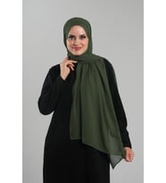 Haki Düz Klasik Şal Şifon Dikişli 202112_09