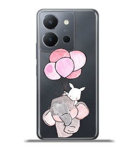 Vivo Y36 Kapak HD Renkli Dizayn Silikon Kılıf - Fil Tavşan