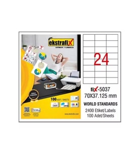 Ekstrafix Laser Etiket 70 x 37.125 mm 100 Yaprak Lazer Yazıcı Etiketi