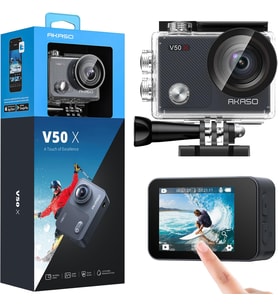 V50X 4K 30Fps Aksiyon Kamera ve Aksesuar Seti 20MP WiFi Aksiyon Kamerası IPX7 Su Geçirmez EIS 2.0 Çift Ekran, Dokunmatik Ekranlı, 2X 1350mAh Pil ve Aksesuar Kiti