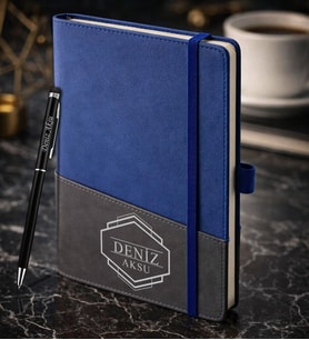 BK Gift Kişiye Özel Mavi Termo Deri Defter ve Touchpen Kalem Seti -4,  Kurumsal ve Özel Hediye, Yeni İş Hediyesi