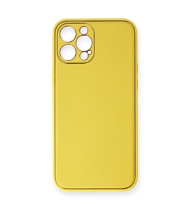 Apple İphone 12 Pro Max Kılıf Coco Deri Silikon Kapak - Sarı