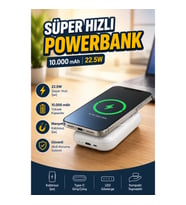 10000 mAh 22.5W Hızlı Şarj Destekli Çok Fonksiyonlu Powerbank