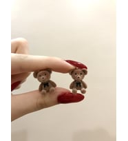 Kahverengi peluş ayı figürlü küpe