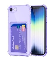 Teknomoda Apple iPhone 6 / 6S Kılıf Kartlıklı Anti Şok Korumalı Şeffaf Silikon Lila