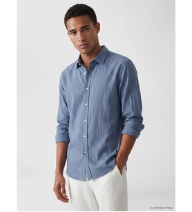 LCW Vision İndigo Regular Fit %100 Keten Erkek Gömlek