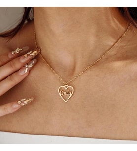 Kişiye Özel 925 Ayar Gümüş Kalp İsim Kolye (Gold)