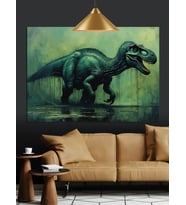 Kızgın T-Rex Dinozor Figürü Dekoratif Kanvas - Mdf Ahşap Tablo