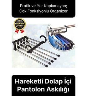 Çok Fonksiyonlu Organizer Katlanabilir Kumaş Kot Eşarp Hareketli Dolap İçi Pantolon Askılığı 5 In 1