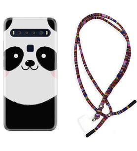 TCL 10L 10 Plus 10SE 20E 20SE 30 L7 Kılıf Boyun Asklı Rasta Silikon Sevimli Panda 1794