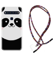 TCL 10L 10 Plus 10SE 20E 20SE 30 L7 Kılıf Boyun Asklı Rasta Silikon Sevimli Panda 1794