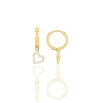 Gümüş altın yaldızlı zirkon taşlı kalp modeli halka küpe SGTL12388GOLD