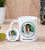 Öğretmenler Gününe Özel Fotoğraflı Kupa Bardak ve Anahtarlık (Beyaz)