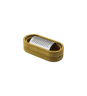 AHŞAP BAMBU HAZNELİ YATAY - OVAL METAL BOMBELİ MEYVE RENDESİ 7 X 15.5CM (5343)