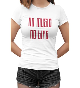 No Music No life Beyaz Kadın Tshirt