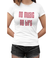 No Music No life Beyaz Kadın Tshirt