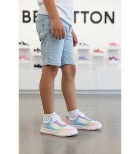 United Colors Of Benetton Beyaz Siyah Cırtlı Hafif Unisex Çocuk Spor Ayakkabı BNI-10020 F
