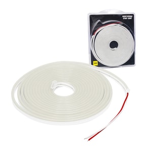 Powermaster 12 Volt 5 Metre Silikonlu Beyaz Neon Led Işık Şerit Su Geçirmez Hortum Led Esnek Tabela Işık