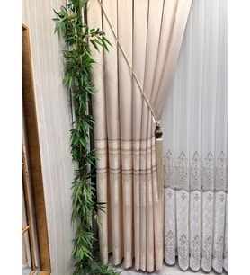 NİVEMESHOME FT632255 V-115 ANTAKYA KREM 1/3 SIK PİLELİ FON PERDE APM
