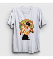 Presmono Unisex Beyaz Ejder Bruce Lee T-Shirt 256710tt