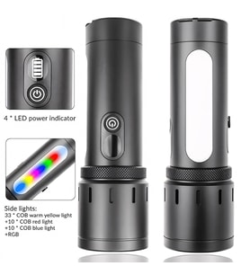 Şarjlı LED El Feneri Kamp Lambası - 5000 mAh Powerbank, Teleskopik Zoom, Acil durum SOS , Kamp, Av, Balıkçılık ve Outdoor Kullanım