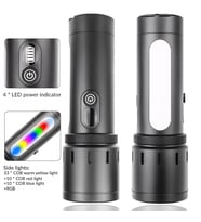 Şarjlı LED El Feneri Kamp Lambası - 5000 mAh Powerbank, Teleskopik Zoom, Acil durum SOS , Kamp, Av, Balıkçılık ve Outdoor Kullanım