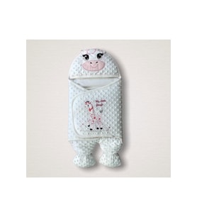 Zürafalı Kız Beb Bebek Kundağı Unisex Bebek Dış Kundak Battaniyesi Hastane Çıkışı Kundak Battaniye (Ekru-Pembe)