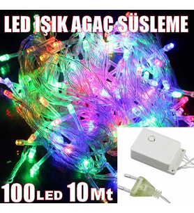 10mt 100 Led Işık Renkli Noel Yılbaşı Agaç Süsleme Parti Eylence Süs Disko Bar Süsleme