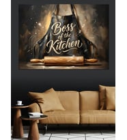 Boss Of The Kitchen Önlüğü Dekoratif Kanvas - Mdf Ahşap Tablo