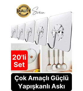 Özel Üretim 20 Adet Kendinden Yapışkanlı Askı Şeffaf Güçlü Anahtar Kapı Duvar Metal Kanca Çok Amaçlı