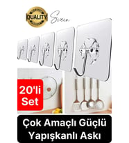 Özel Üretim 20 Adet Kendinden Yapışkanlı Askı Şeffaf Güçlü Anahtar Kapı Duvar Metal Kanca Çok Amaçlı