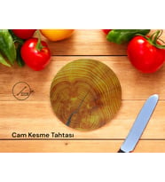 Cam Kesme Tahtası* Mutfak Tahtası 32cm Ahşap Görünümlü
