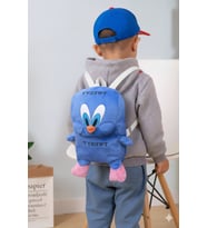 Sevimli Civciv Mini Peluş Çanta, Ayarlanabilir Çocuk Sırt Çantası Askılı, Astarlı, Fermuarlı, 30 cm (Mavi)
