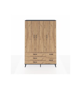Arges Gardrop 5 Raflı 5 Çekmeceli Tek Askılı 132x30x195 Antrasit-Çam