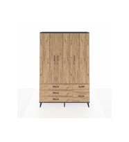Arges Gardrop 5 Raflı 5 Çekmeceli Tek Askılı 132x30x195 Antrasit-Çam