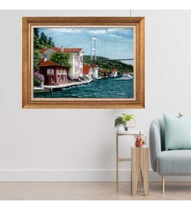 Altın Varaklı  Çerçeveli Paspartulu Tablo ndd961 (Gold)