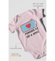 Powered By Süt ve Sevgi Baskılı Bebek Zıbını – Çıtçıtlı Body 8 Renk  %100 Pamuk Kısa Kol (Bebek Pembesi)